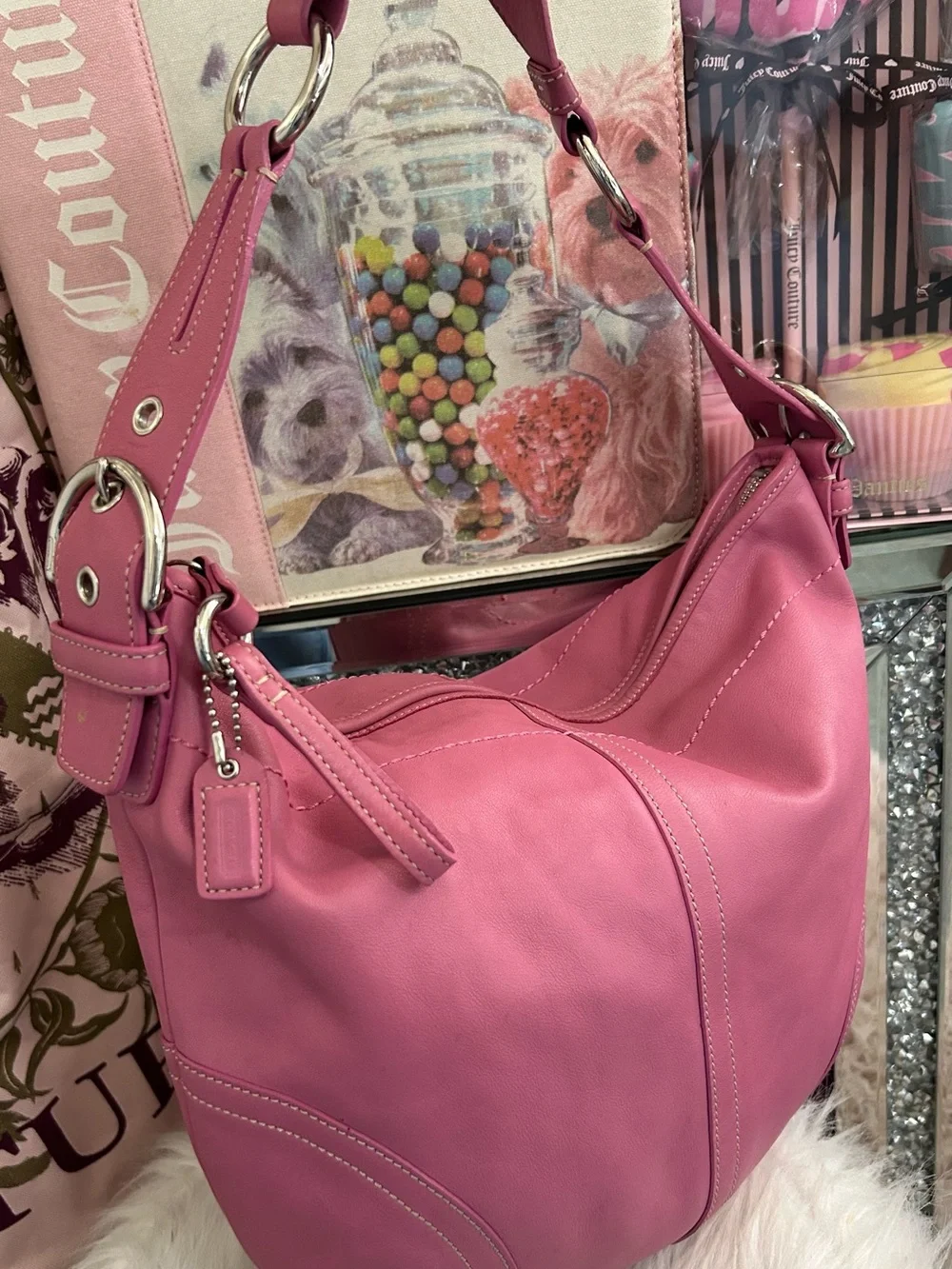 Y2K Vintage Coach SoHo Bubblegum Pink Leather Hobo Shoulder Bag Style 3651